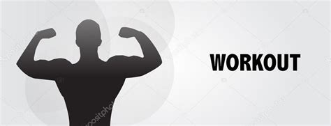 Man Flexing Muscle Workout Silhouette Eps Vector Banner Stock Vector