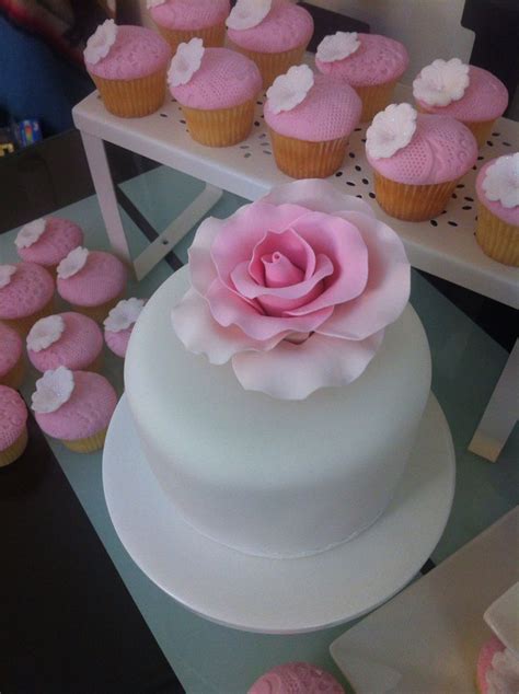 White Mini Fondant Cake And Pink Flower 86th Birthday Cake Cake Cake