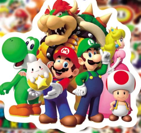 50 Super Mario Stickers Calcomanías Impermeables Personalizadas
