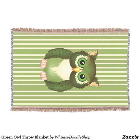 Green Owl Throw Blanket Owl Blanket Throw Blanket Blanket