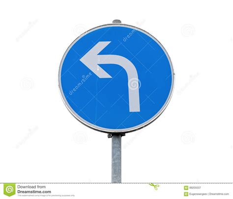 Turn Left Road Sign Isolated On White Background Stock Image Image Of