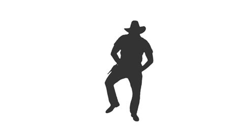 Silhouette Of Country Western Cowboy Dancing Full Hd Footage On Alpha