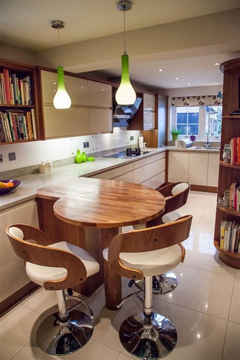 See more of kitchen design ideas on facebook. Wooden Round Breakfast Bar Situating Under Lime Green ...