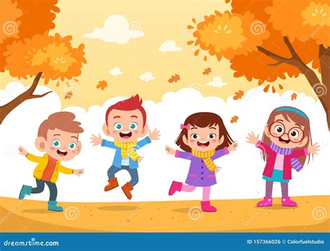 Autumn Kids Fall Vector Illustration Stock Illustration Illustration