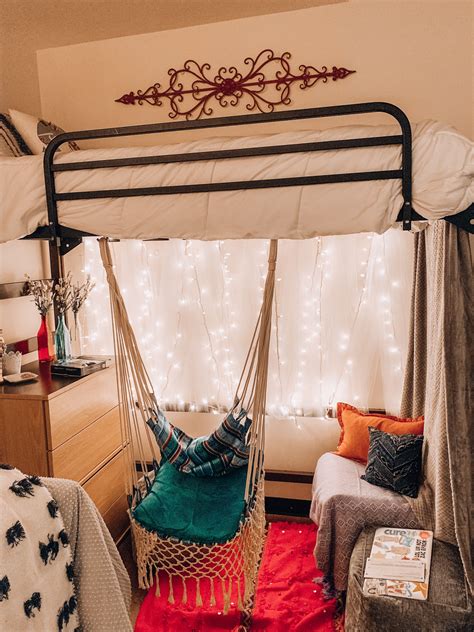 Boho Dorm Loft Bed Decorating Ideas Dorm Room Inspiration Lofted