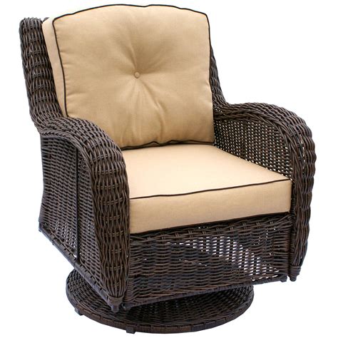 Outdoor lounges, chairs, & benches. Brown Grand Isle Wicker Swivel Chair - At Home