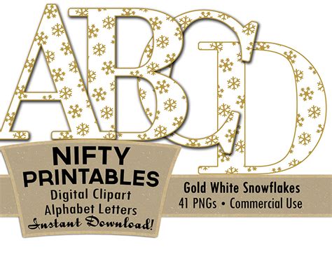 Gold Snowflakes Christmas Alphabet Nifty Printables