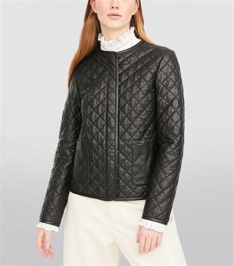 Weekend Max Mara Black Leather Quilted Jacket Harrods Uk