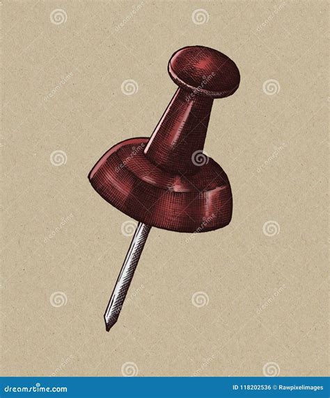 Hand Drawn Red Pushpin Illustration Stock Illustration Illustration