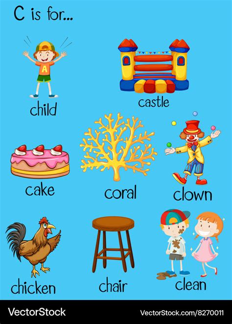 Different Words For Letter C Royalty Free Vector Image