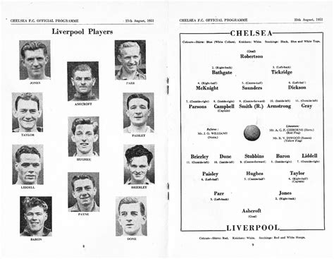 Matchdetails From Chelsea Liverpool Played On Saturday 25 August 1951