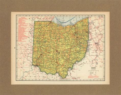 Vintage Map Ohio From 1944 Antique 1940s By Placesintimemaps 1400