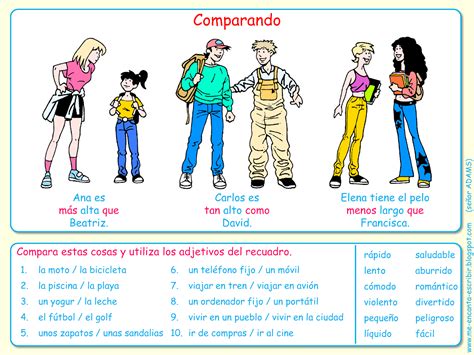 Me Encanta Escribir En Español Comparando Los Comparativos De