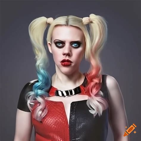 photorealistic depiction of kate mckinnon as harley quinn