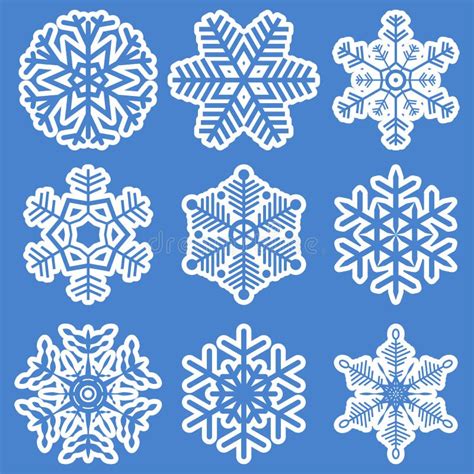 Collection Of Different White Snowflakes Stock Vector Illustration Of