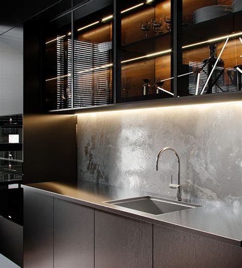 Dark Apartment In Moscow Dezign Ark Beta Modern Kitchen Cabinet