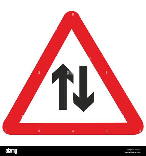 Uk Road Sign Arrows Two Way Traffic Drive On Left Stock Photo 30846234