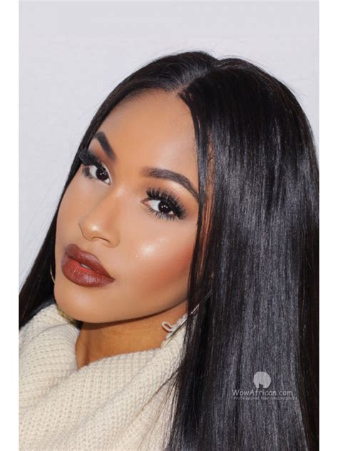 Natural Color Silky Straight Brazilian Virgin Hair Full Lace Wigs Flw12