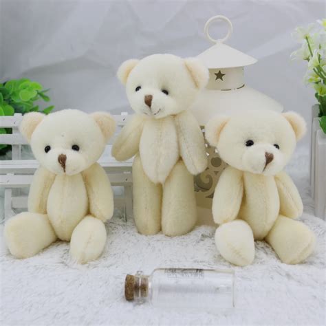 12pcs 12cm White Jointed Mini Teddy Bear Kawaii Small Teddy Bear For