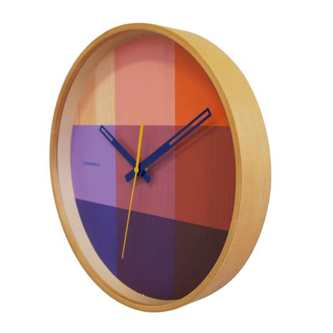 Cloudnola Riso Red And Blue Wall Clock Non Ticking Colorful Wood