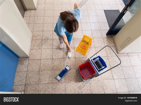 Janitor Mopping Floor Image And Photo Free Trial Bigstock