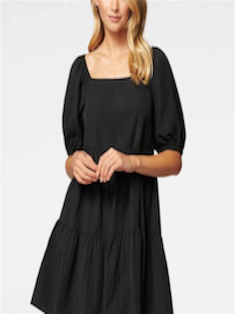 Buy Forever New Women Black Solid A Line Dress Dresses For Women