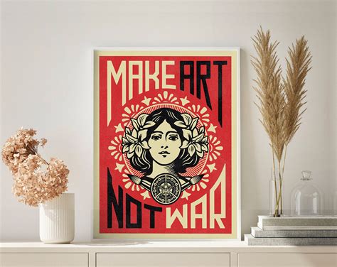 Make Art Not War Poster Print Retro Quote Vintage Etsy