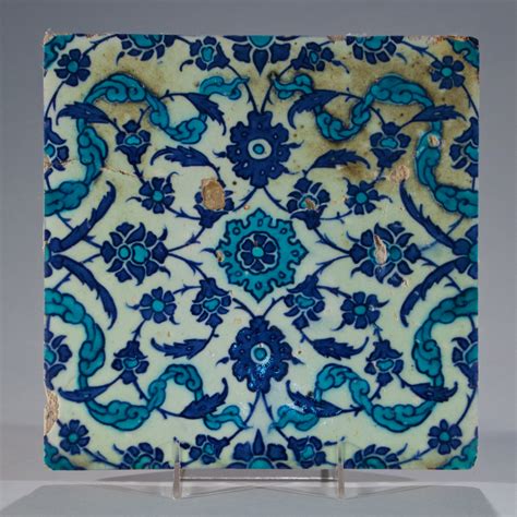 Iznik Pottery Blue And White Tile Circa 1520 S Manhattan Art And