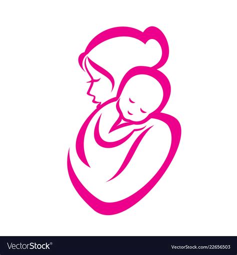 Mother And Baby Stylized Symbol Mom Huges Her Vector Image