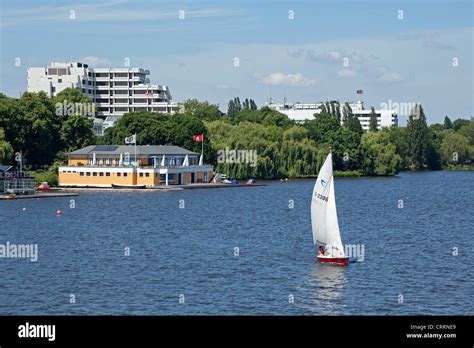 Sailing Boat Aussenalster Outer Lake Alster Hamburg Germany Stock