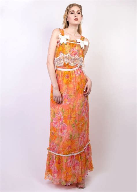 Floral Print Chiffon Boho Maxi Dress Ttandon
