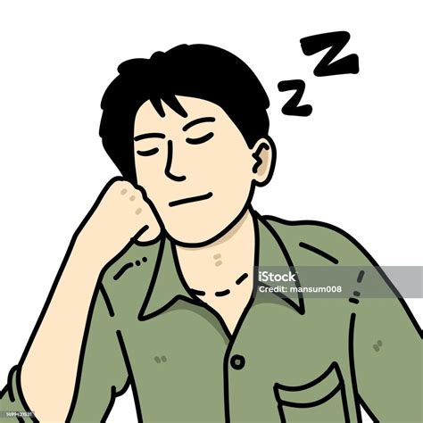 Kartun Tidur Pria Dengan Latar Belakang Putih Ilustrasi Stok Unduh