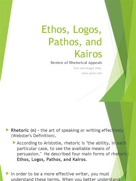Ethos Logos Pathos And Kairos Review Of Rhetorical Appeals Pdf