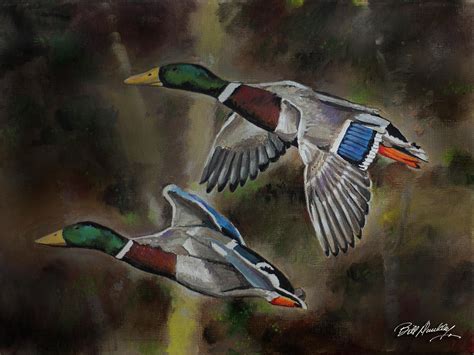 Mallard Ducks In Flight Painting By Bill Dunkley Pixels