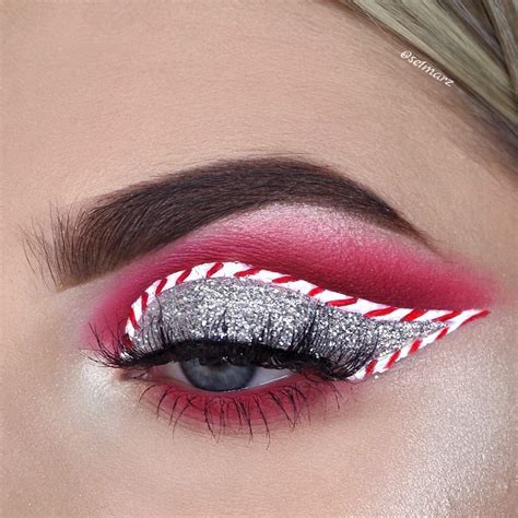 Christmas Eye Makeup Candy Cane Inspired Eyeliner Christmasmakeup