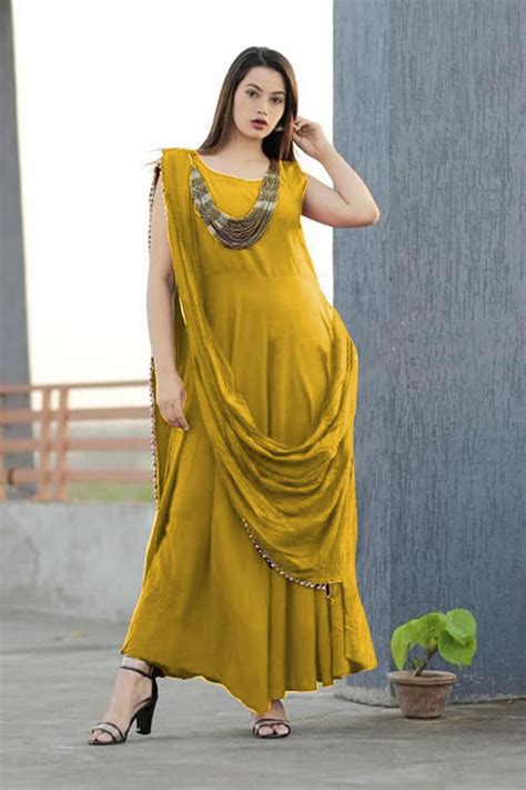 Buy Designer Party Wear Rayon Indo Western Dress For Women Online At