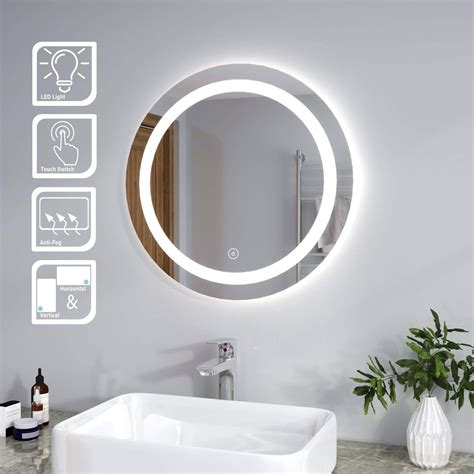 Elegant Modern Bathroom Mirror Round Waterproof Illuminated Led Backlit