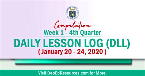 Week 5 2nd Quarter Daily Lesson Log The Deped Teachers Club 3rd Grade 4