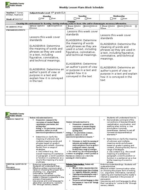 6th Ela Lesson Plans For Week Of 04 17 17 Reading Comprehension