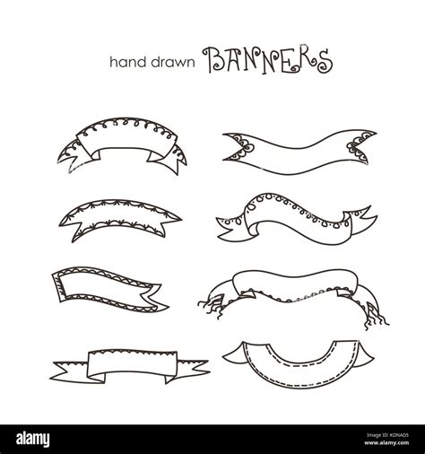 Hand Drawn Ribbonsbanner Set Collection Stock Vector Image And Art Alamy