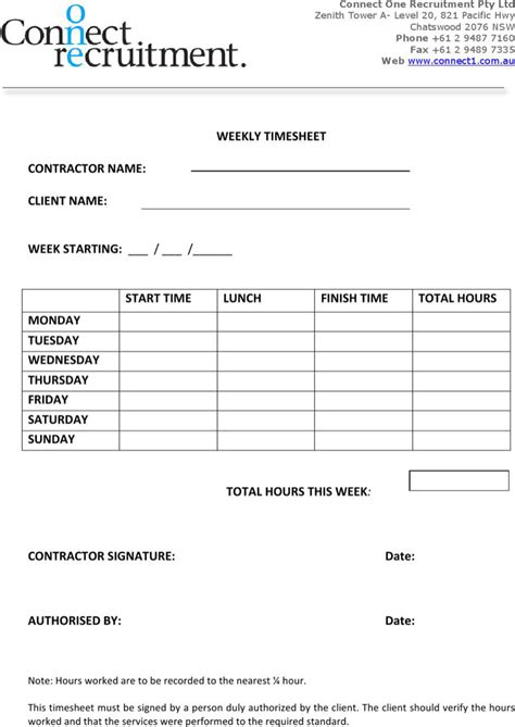 10 Contractor Timesheet Templates Free Download