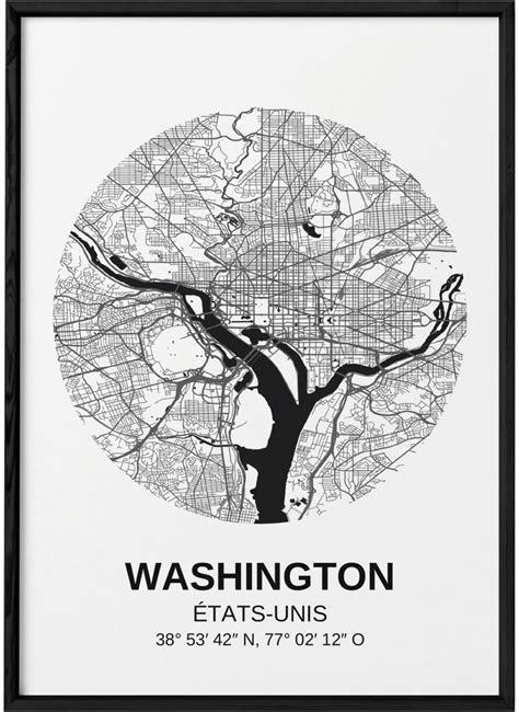 Carte Washington Poster Ville à Afficher Dans Le Salon Lafficherie