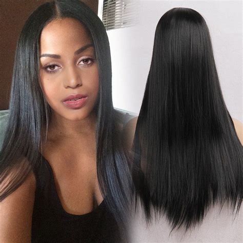 17 Off 2020 Middle Part Straight Heat Resistant Long Synthetic Wig