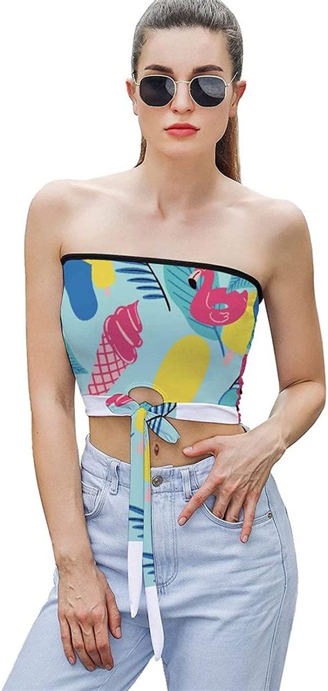 Womens Summer Print Sexy Sleeveless Top Stretch Strapless Tube Top