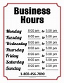 Free Printable Business Hours Sign Template - Printable Templates