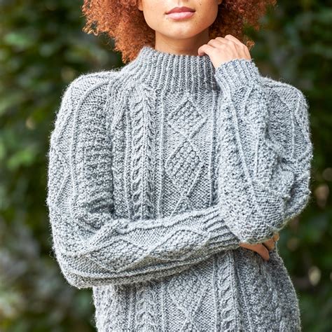 Patons My Boyfriends Cable Knit Pullover, XS/S | Yarnspirations