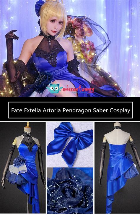 fate extella artoria pendragon saber cosplay costume blue gown party dress cosplay costumes