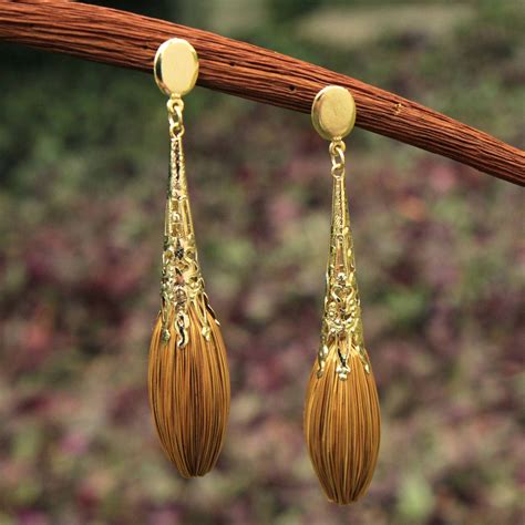Gold Plated Golden Grass Dangle Earrings Promises Golden Grass Jewelry Earrings Dangle