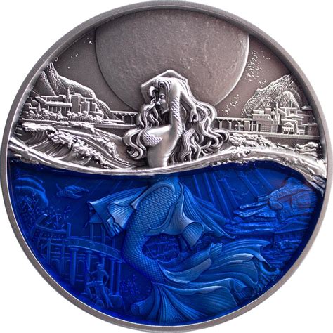 Mermaid Under The Moon 2 Oz Silver Coin 10000 Francs Chad 2022