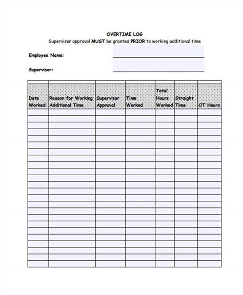 Overtime Sheet Template 13 Free Word Pdf Format Download Free